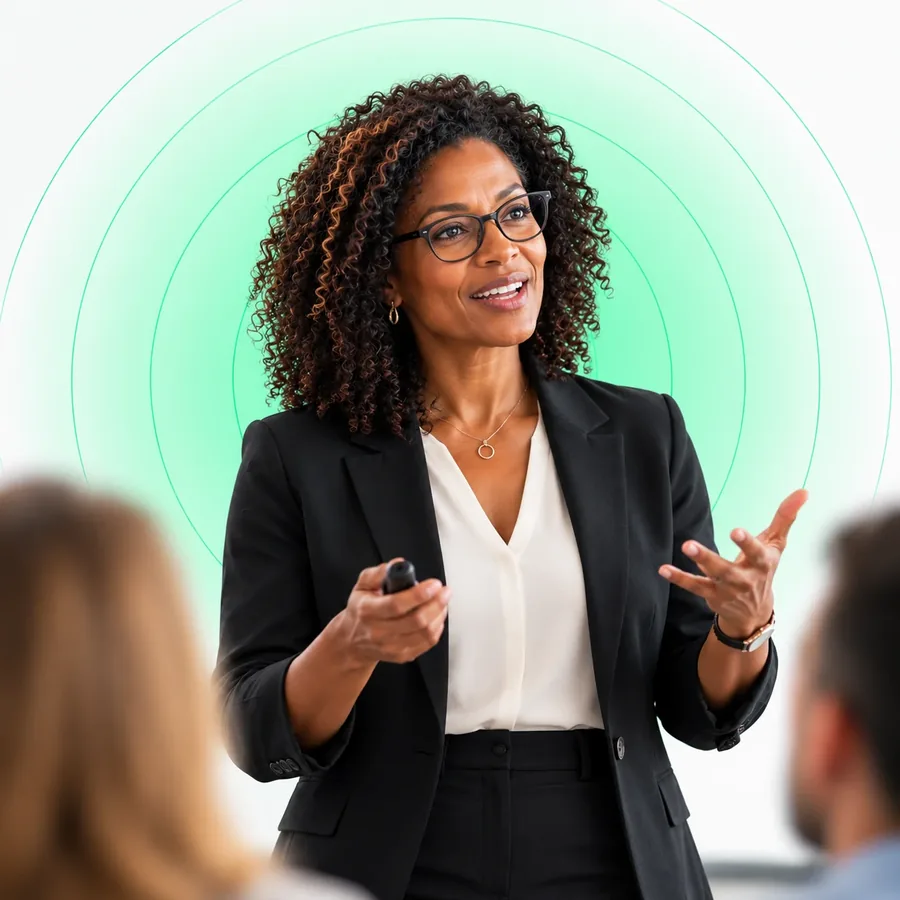 Senior trainer presenting to a room